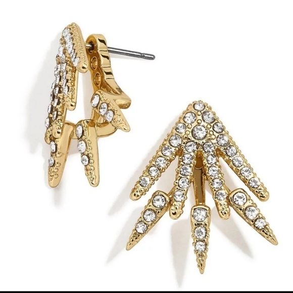 Brand New - Pave Jacket Stud Earrings Gold Tone - Picture 7 of 7